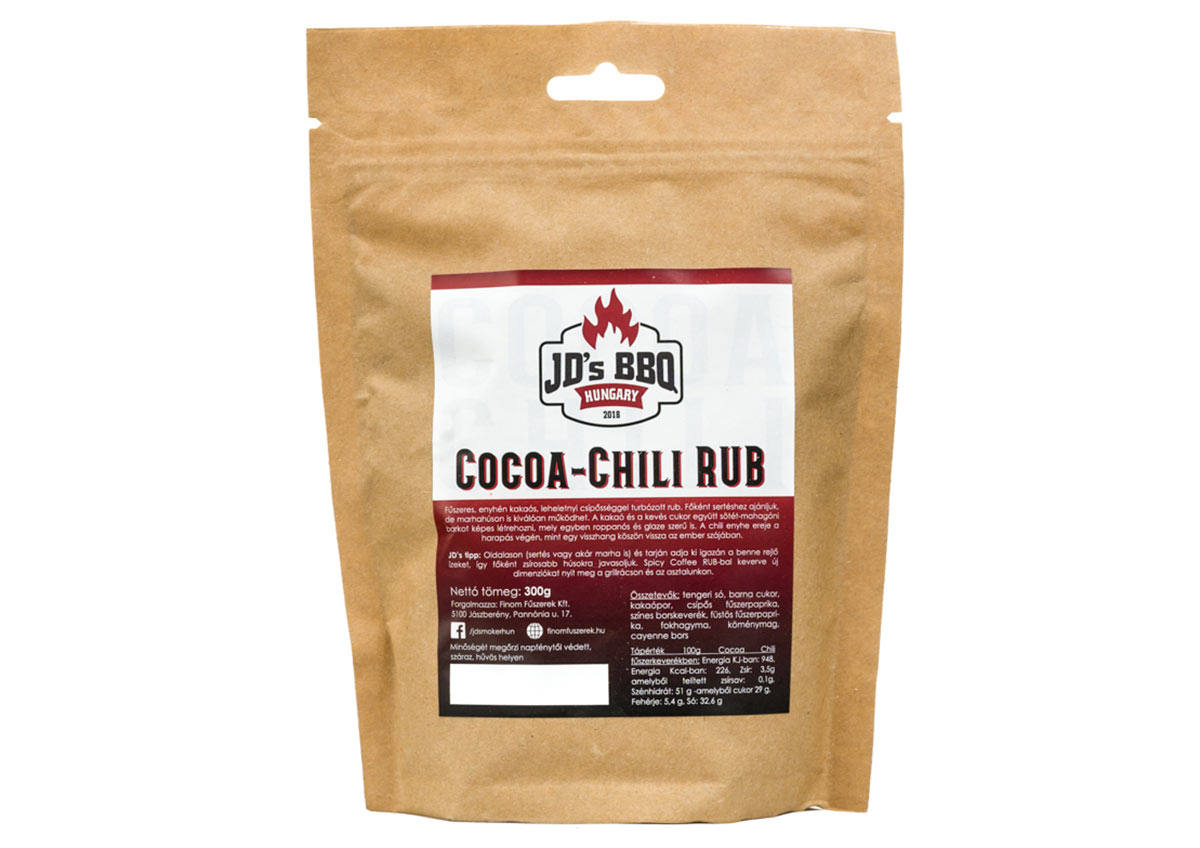 JD’s BBQ Cocoa-Chili Rub visszazárható tasakban 300 g