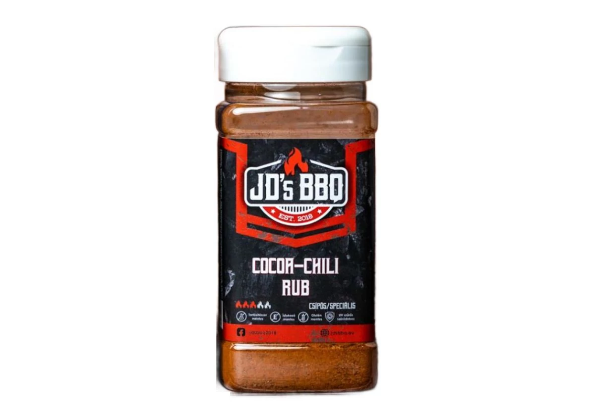 JD’s BBQ Cocoa-Chili Rub szóródobozban 300 g